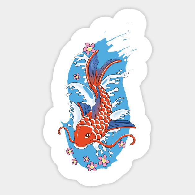 Vintage Japanese Koi Sticker by nickemporium1